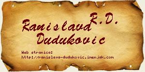 Ranislava Duduković vizit kartica